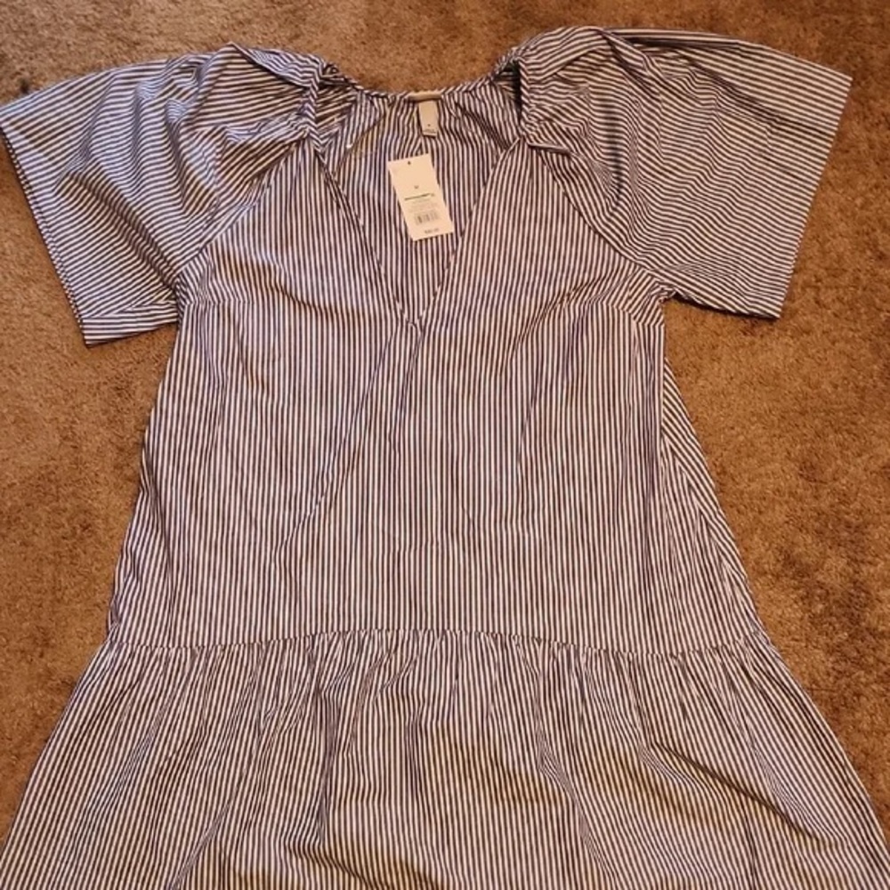 a new day Blue and White Striped Midi Dress